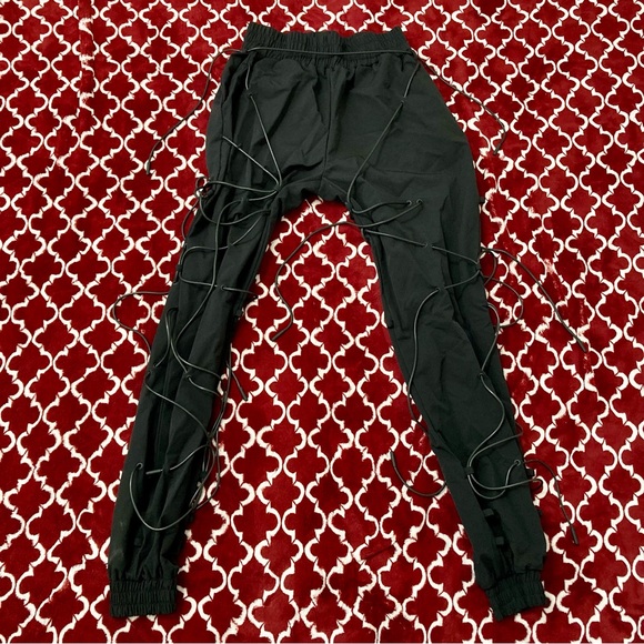 Maniere de Voir black lace up bondage joggers - Picture 6 of 15